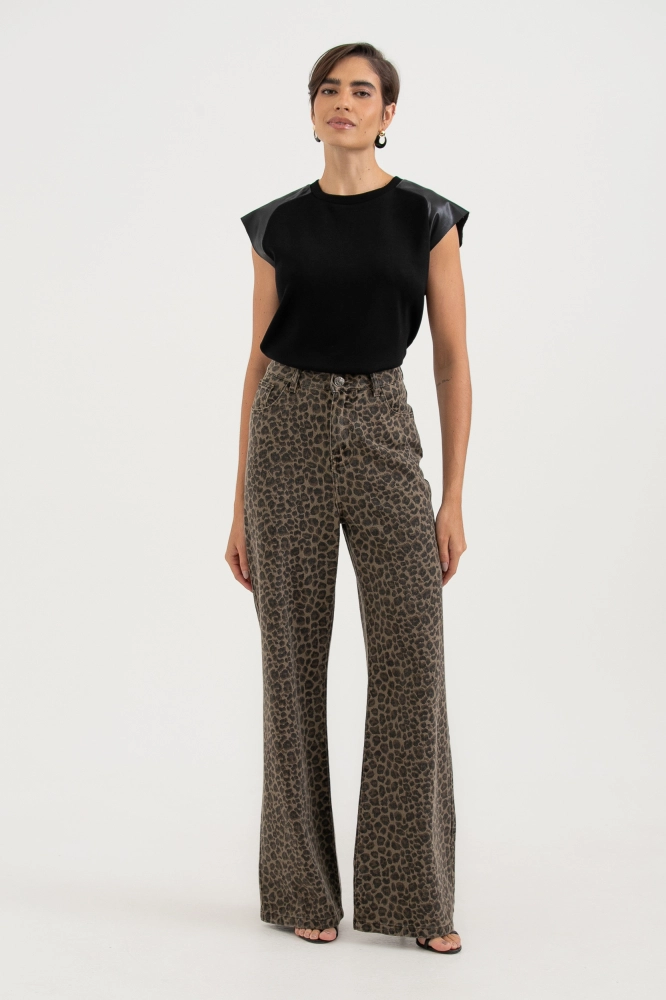 9038660 - Calça Sarja Animal Print LEOPARDO 9038660 - Calça Sarja Animal Print LEOPARDO - Imagem 1
