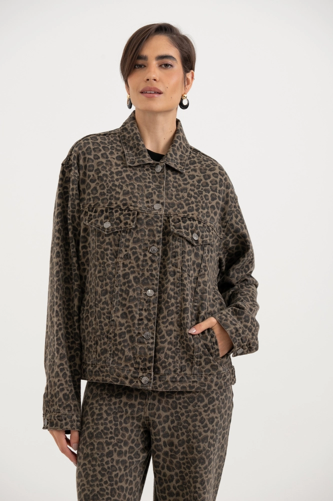 9038661 - Jaqueta Sarja Animal Print LEOPARDO 9038661 - Jaqueta Sarja Animal Print LEOPARDO - Imagem 1