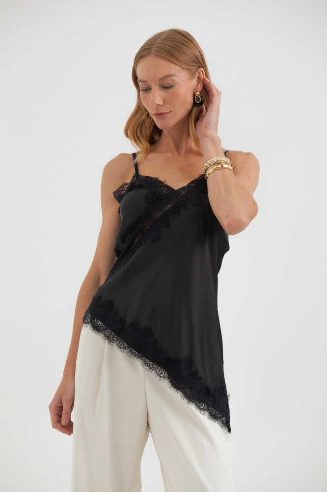 9038663 - Regata Cetim Com Renda PRETO 9038663 - Regata Cetim Com Renda PRETO - Imagem 2