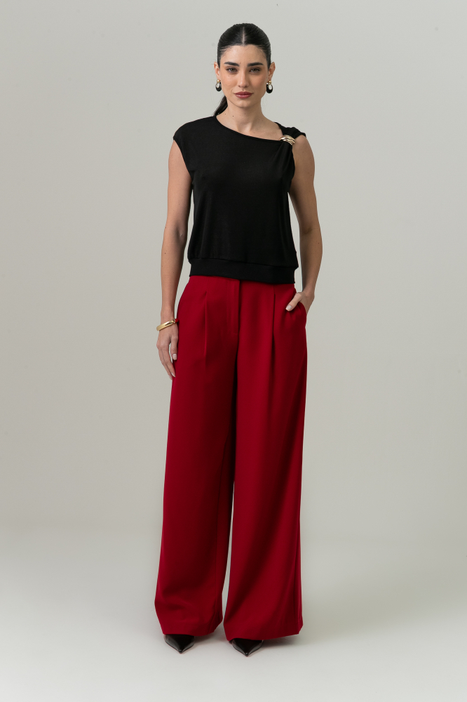 9038670 - Blusa Lurex Assimétrica Aviamento PRETO