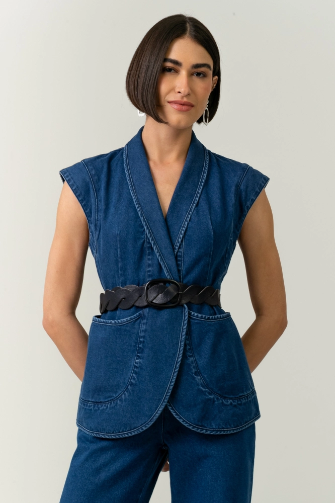 9038673 - Kimono Jeans Trança JEANS - Imagem 1