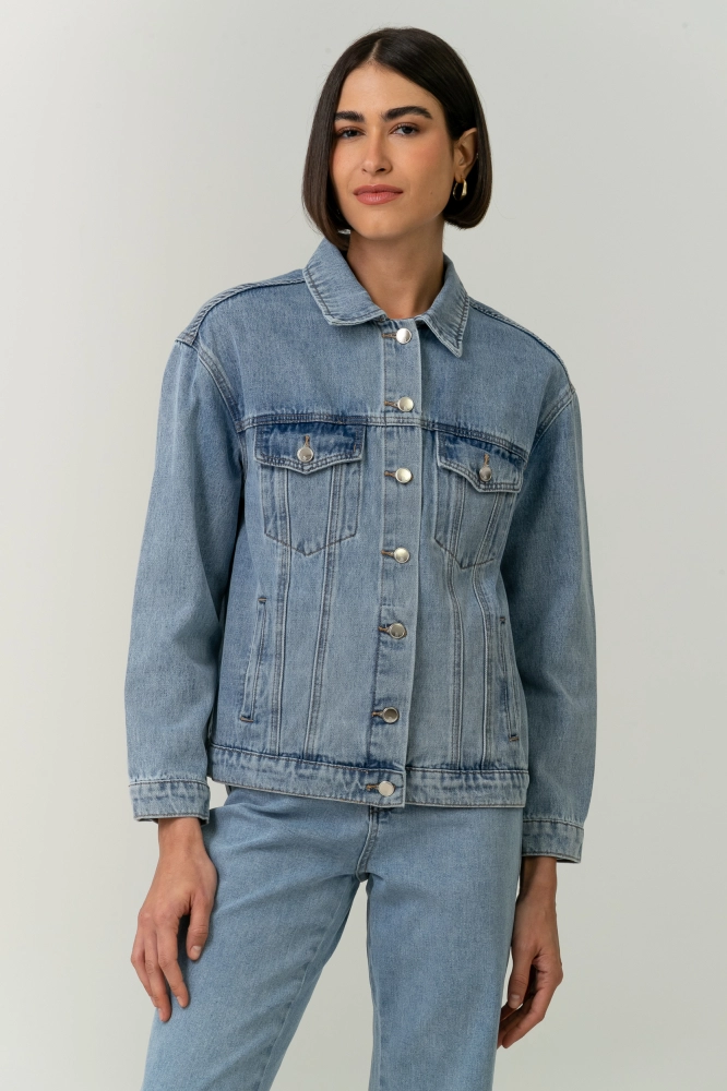9038676 - Jaqueta Jeans Oversized Noir AZUL CLARO 9038676 - Jaqueta Jeans Oversized Noir AZUL CLARO - Imagem 1