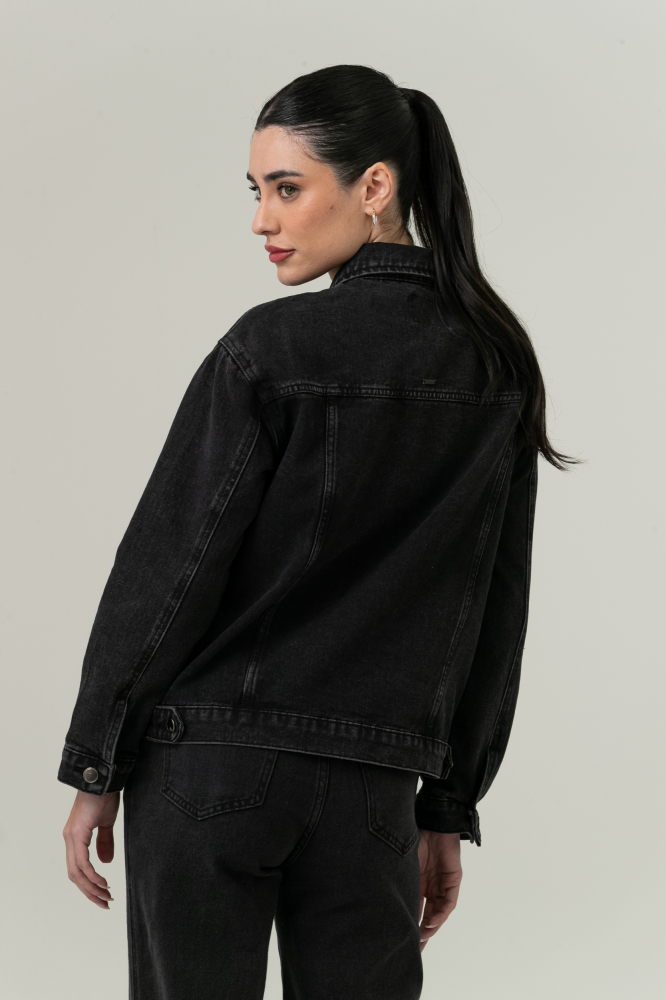 9038676 - Jaqueta Jeans Oversized Noir PRETO 9038676 - Jaqueta Jeans Oversized Noir PRETO