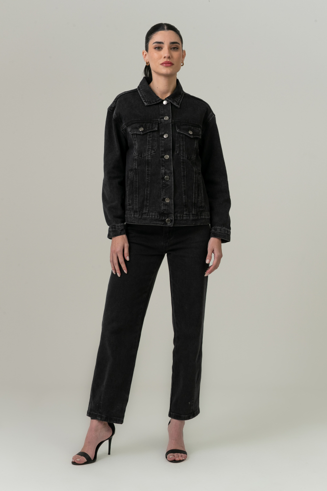 9038676 - Jaqueta Jeans Oversized Noir PRETO 9038676 - Jaqueta Jeans Oversized Noir PRETO