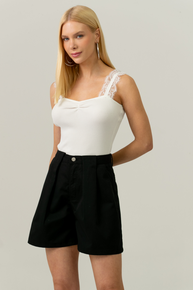 9038679 - Regata Em Tricot Alça Com Renda OFF-WHITE 9038679 - Regata Em Tricot Alça Com Renda OFF-WHITE