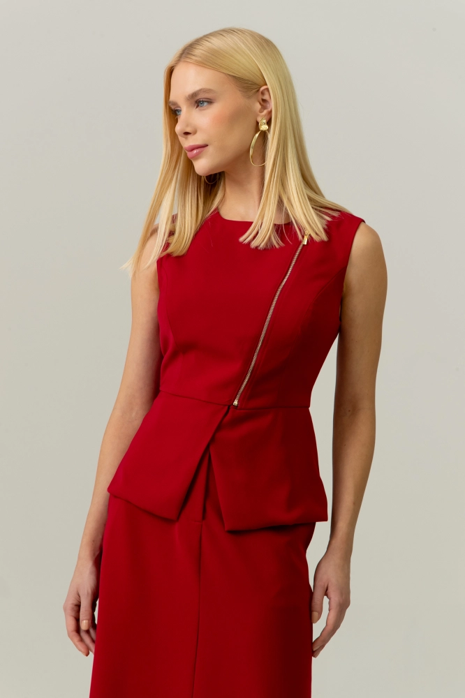 9038681 - Colete Transpassado Com Zíper VERMELHO 9038681 - Colete Transpassado Com Zíper VERMELHO - Imagem 2