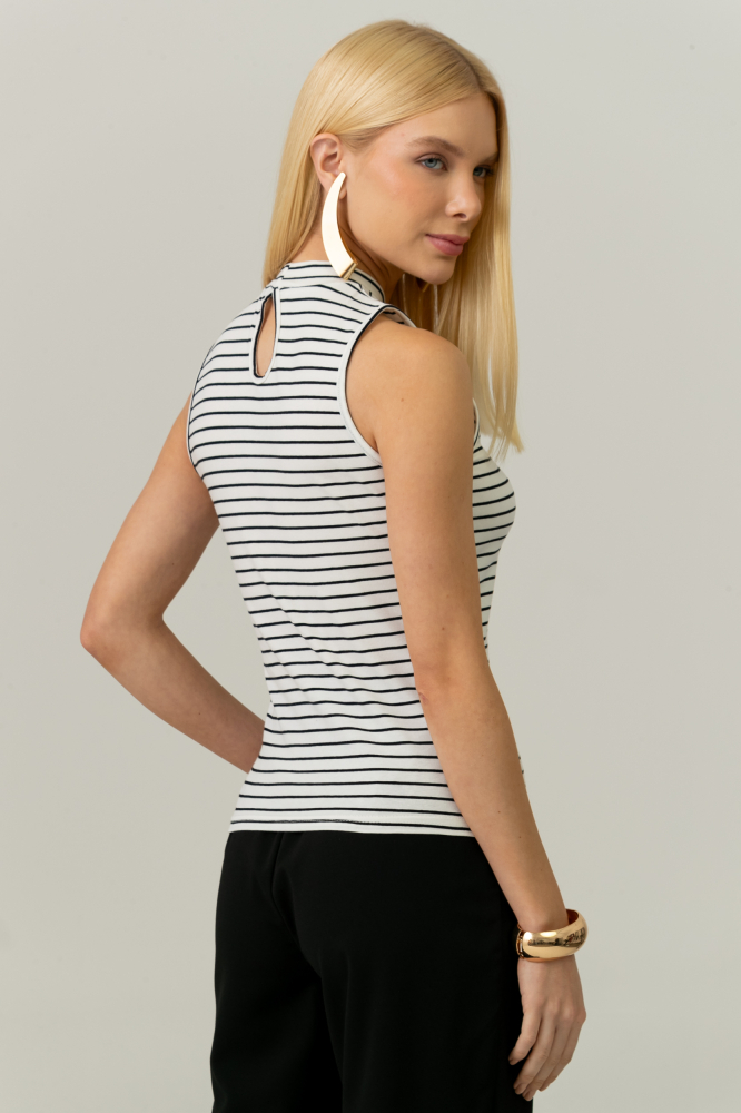 9038687 - Blusa Sem Manga Básica Listrada OFF-WHITE