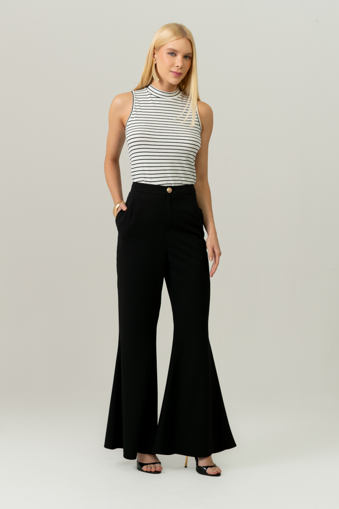 9038687 - Blusa Sem Manga Básica Listrada OFF-WHITE