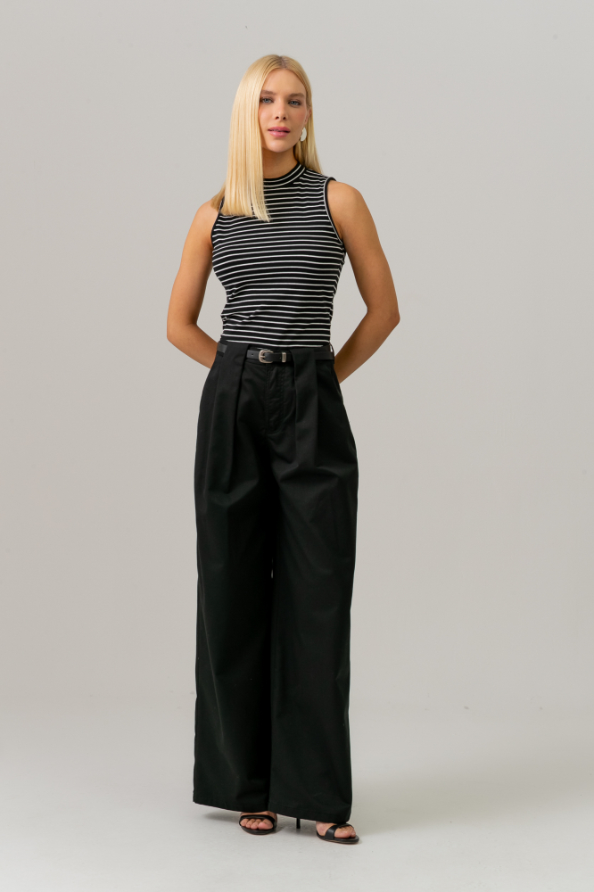 9038687 - Blusa Sem Manga Básica Listrada PRETO
