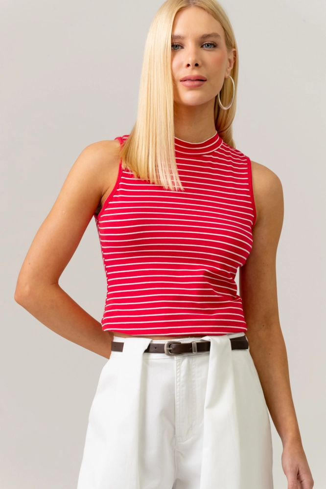 9038687 - Blusa Sem Manga Básica Listrada VERMELHO 9038687 - Blusa Sem Manga Básica Listrada VERMELHO - Imagem 1