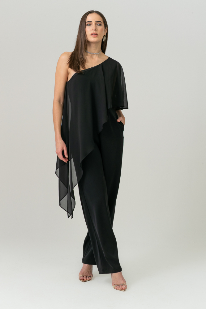 9038706 - Macacão Crepe Assimétrico PRETO