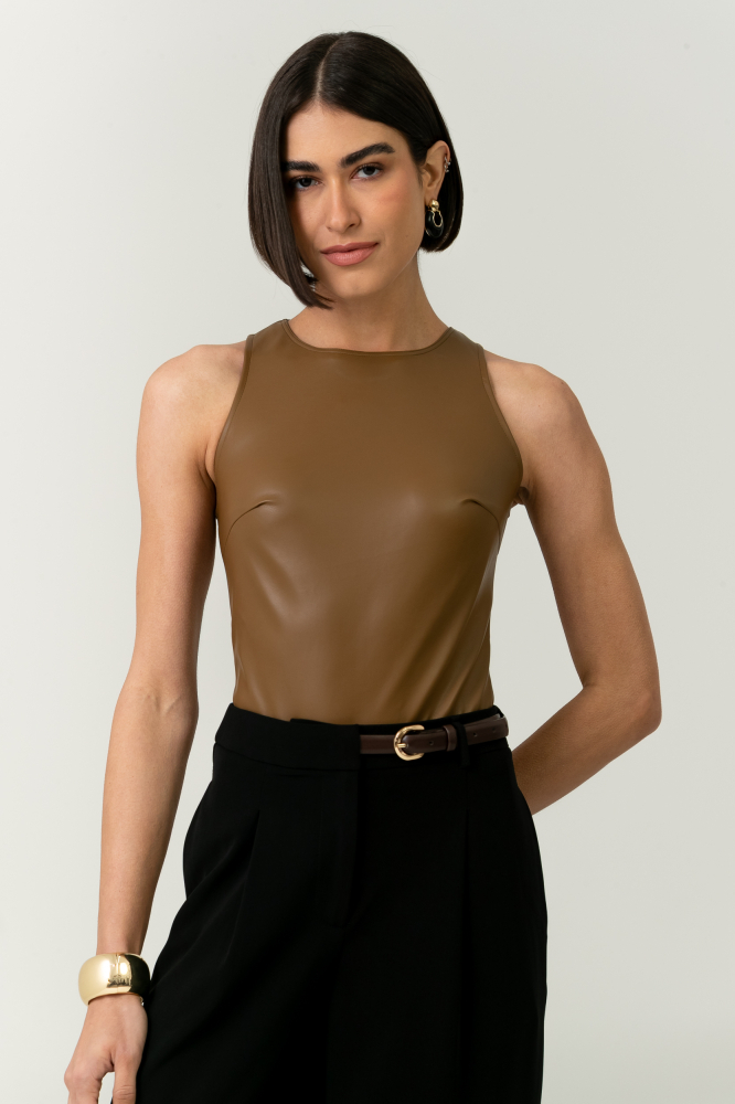9038707 - Body Sem Manga De Pu CAQUI 9038707 - Body Sem Manga De Pu CAQUI