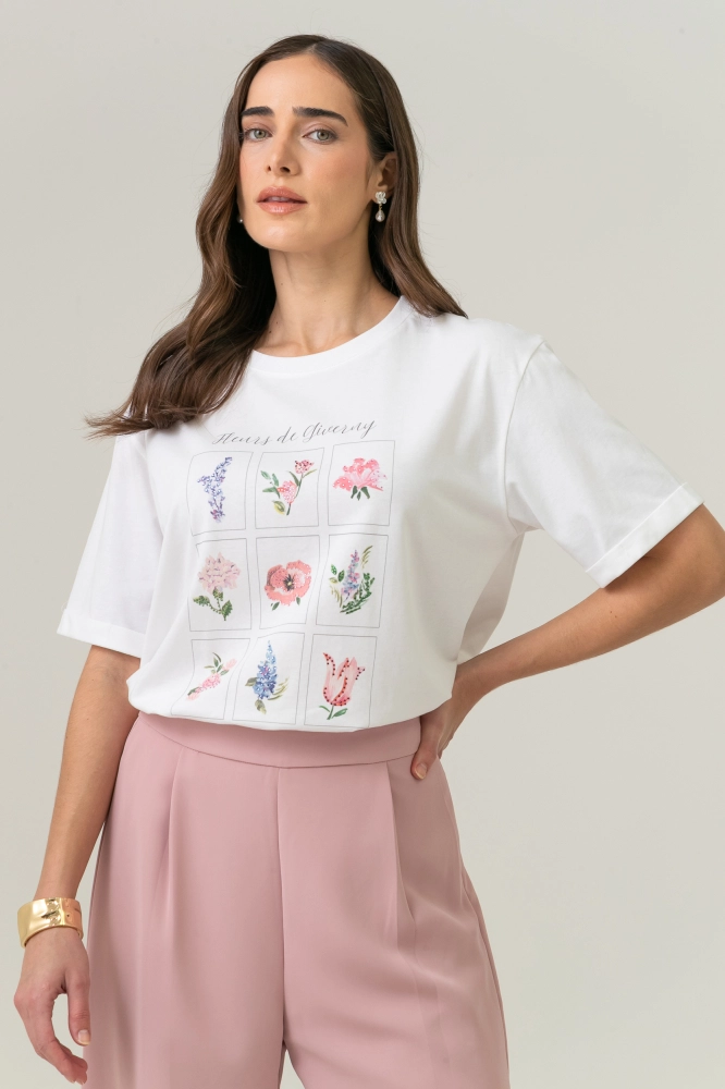9038713 - Camiseta Fleurs De Giverny OFF-WHITE 9038713 - Camiseta Fleurs De Giverny OFF-WHITE - Imagem 2