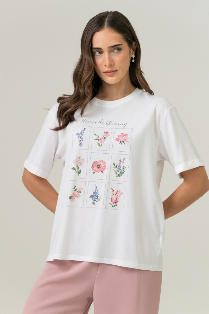 9038713 - Camiseta Fleurs De Giverny OFF-WHITE