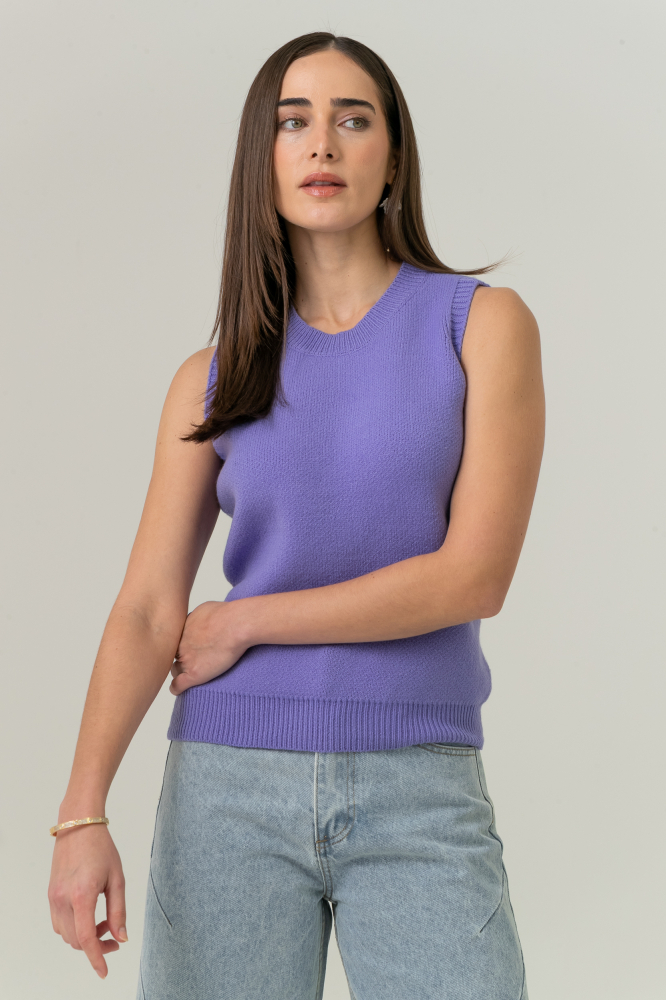 9038722 - Blusa Tricot Sem Manga Lisa LILAS 9038722 - Blusa Tricot Sem Manga Lisa LILAS
