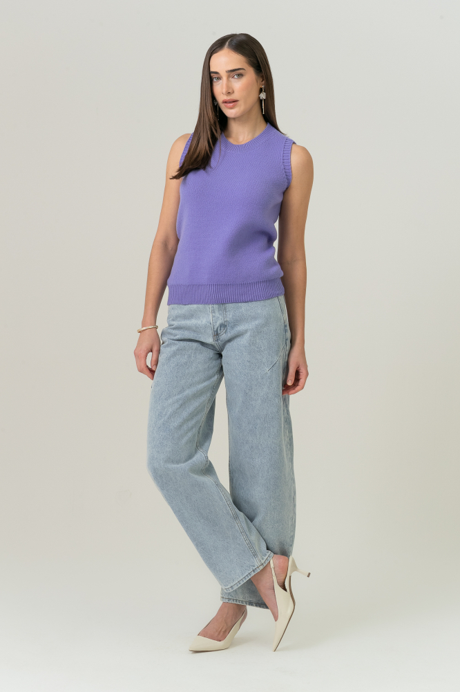 9038722 - Blusa Tricot Sem Manga Lisa LILAS 9038722 - Blusa Tricot Sem Manga Lisa LILAS