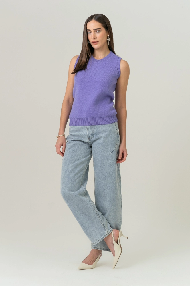 9038722 - Blusa Tricot Sem Manga Lisa LILAS 9038722 - Blusa Tricot Sem Manga Lisa LILAS - Imagem 2