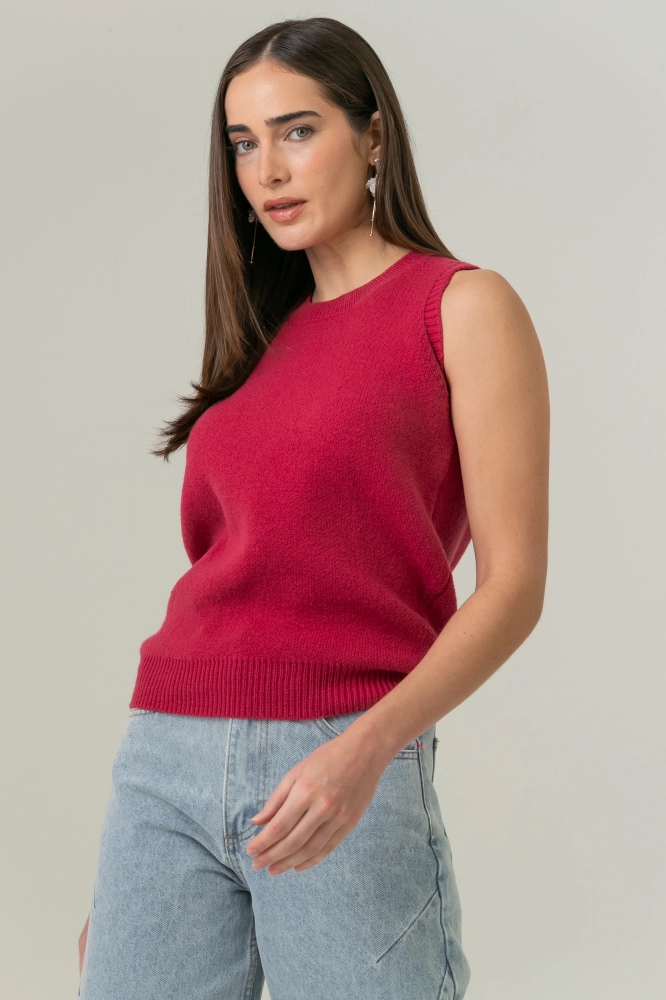 9038722 - Blusa Tricot Sem Manga Lisa PINK 9038722 - Blusa Tricot Sem Manga Lisa PINK - Imagem 2
