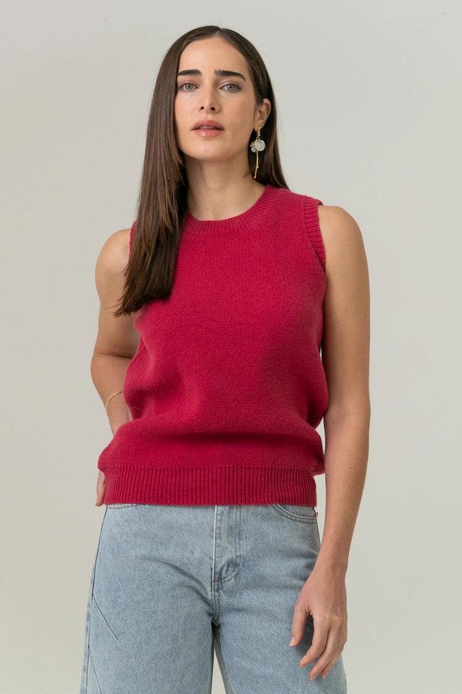 9038722 - Blusa Tricot Sem Manga Lisa PINK 9038722 - Blusa Tricot Sem Manga Lisa PINK - Imagem 1