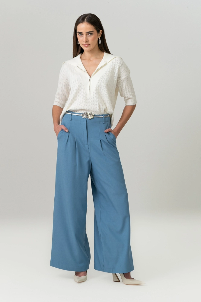 9038731 - Calça Alfaiatada De Pregas AZUL 9038731 - Calça Alfaiatada De Pregas AZUL - Imagem 1