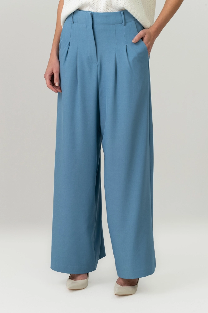 9038731 - Calça Alfaiatada De Pregas AZUL 9038731 - Calça Alfaiatada De Pregas AZUL - Imagem 2