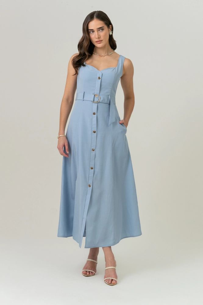 9038735 - Vestido Chemisier De Alças AZUL 9038735 - Vestido Chemisier De Alças AZUL - Imagem 1