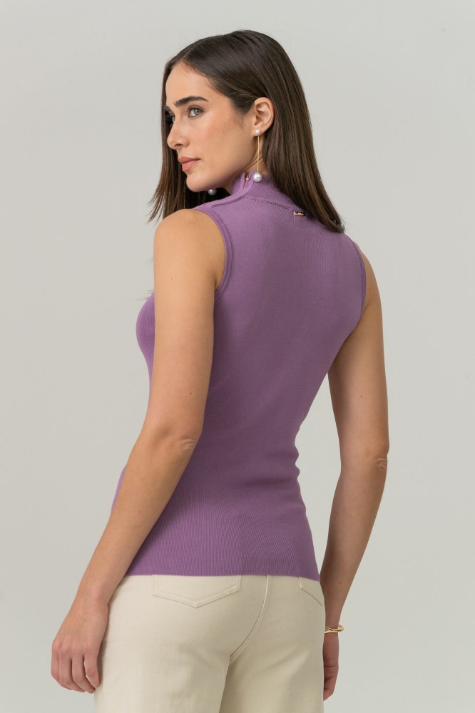 9038777 - Blusa Tricot Sem Manga E Zíper LILAS 9038777 - Blusa Tricot Sem Manga E Zíper LILAS