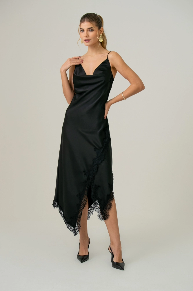 9038825 - Vestido Cetim Degagê Lacy PRETO - Imagem 1