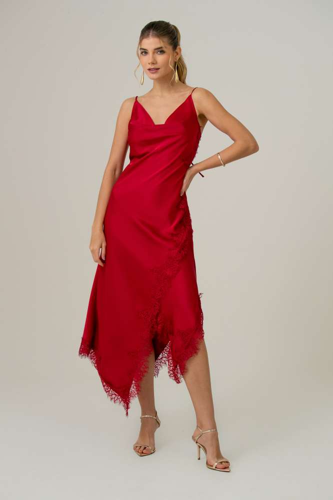 9038825 - Vestido Cetim Degagê Lacy VERMELHO