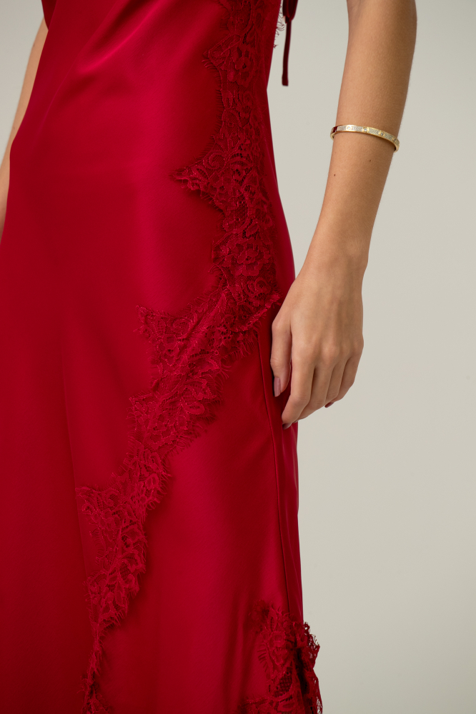 9038825 - Vestido Cetim Degagê Lacy VERMELHO