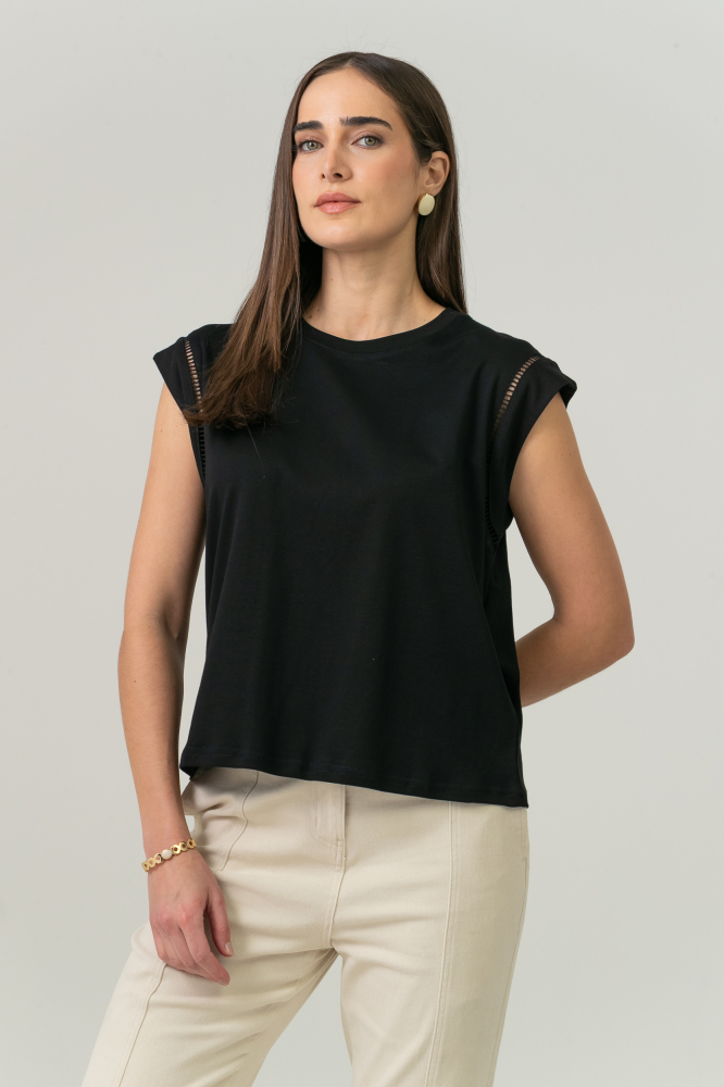 9038906 - Camiseta Com Entremeios PRETO 9038906 - Camiseta Com Entremeios PRETO