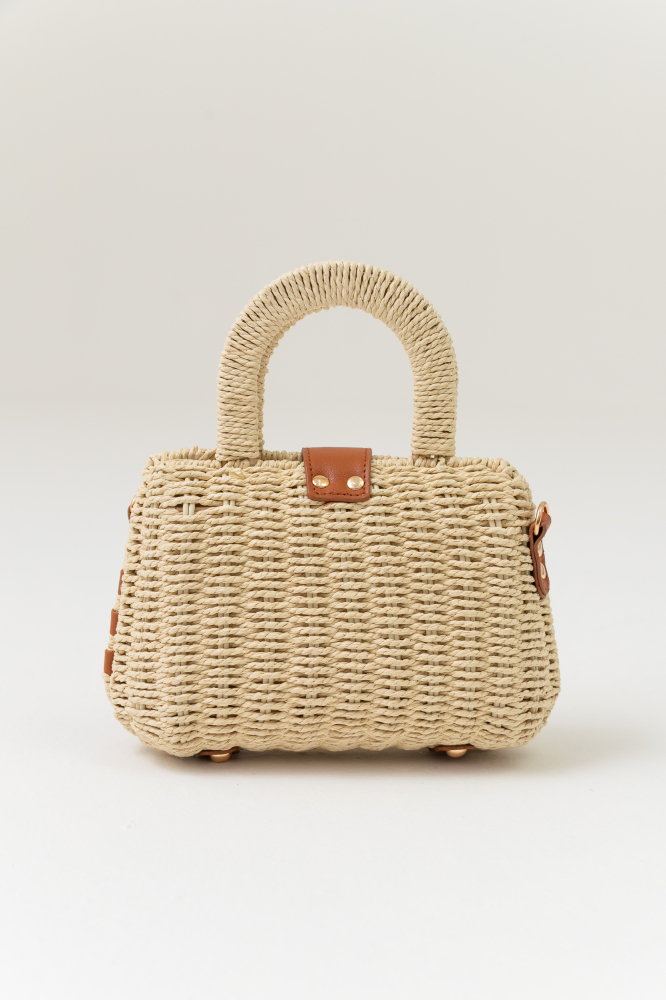 9039002 - Bolsa Palha Com Fecho Torniquete E Tiras De Pu NATURAL 9039002 - Bolsa Palha Com Fecho Torniquete E Tiras De Pu NATURAL