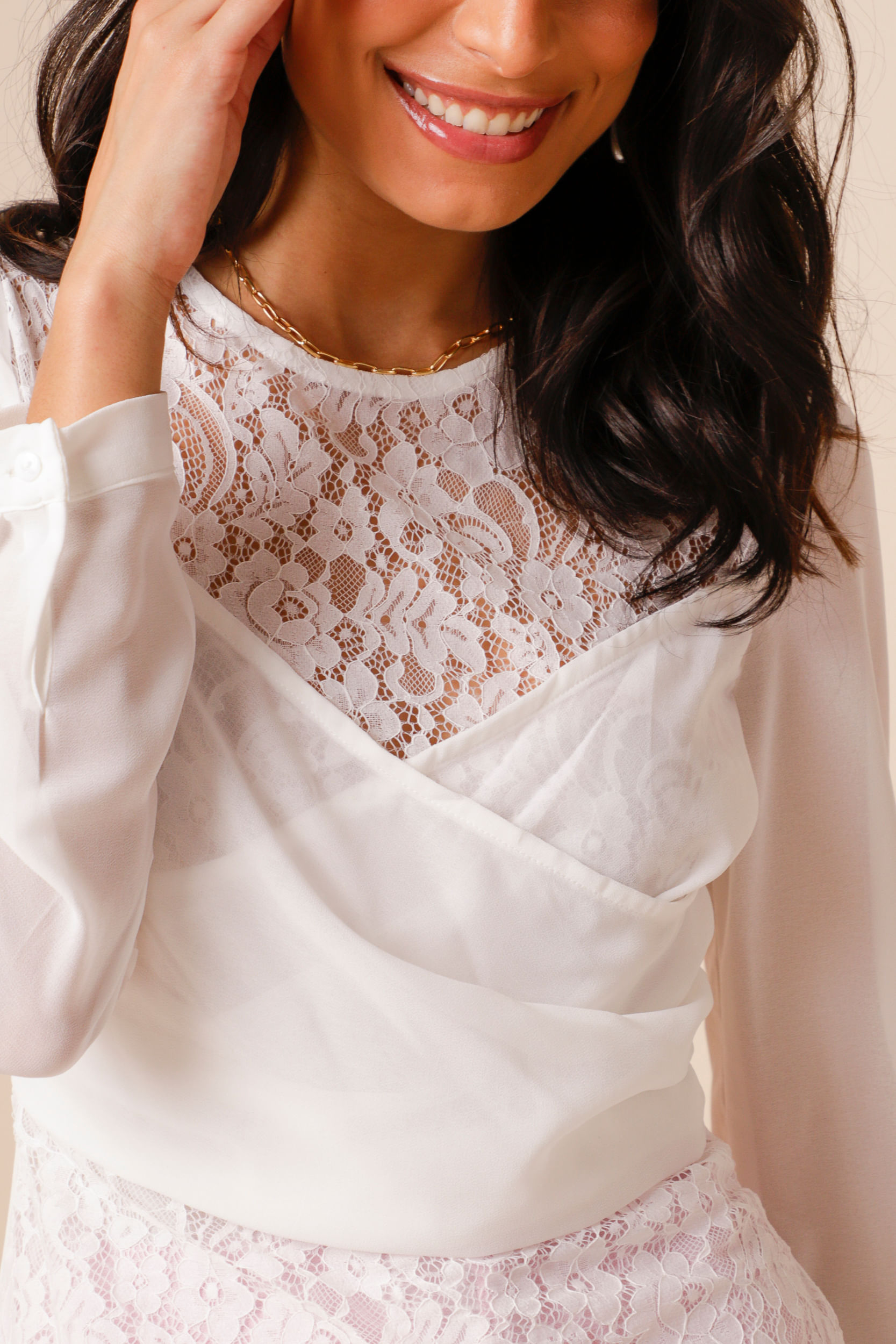9030180 - Blusa Lace Romantic OFF-WHITE 9030180 - Blusa Lace Romantic OFF-WHITE
