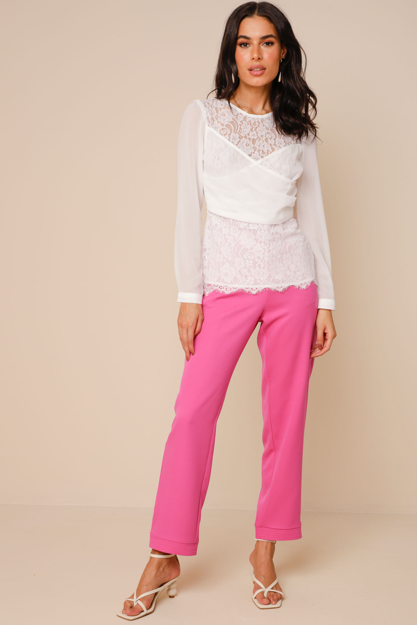 9030180 - Blusa Lace Romantic OFF-WHITE 9030180 - Blusa Lace Romantic OFF-WHITE