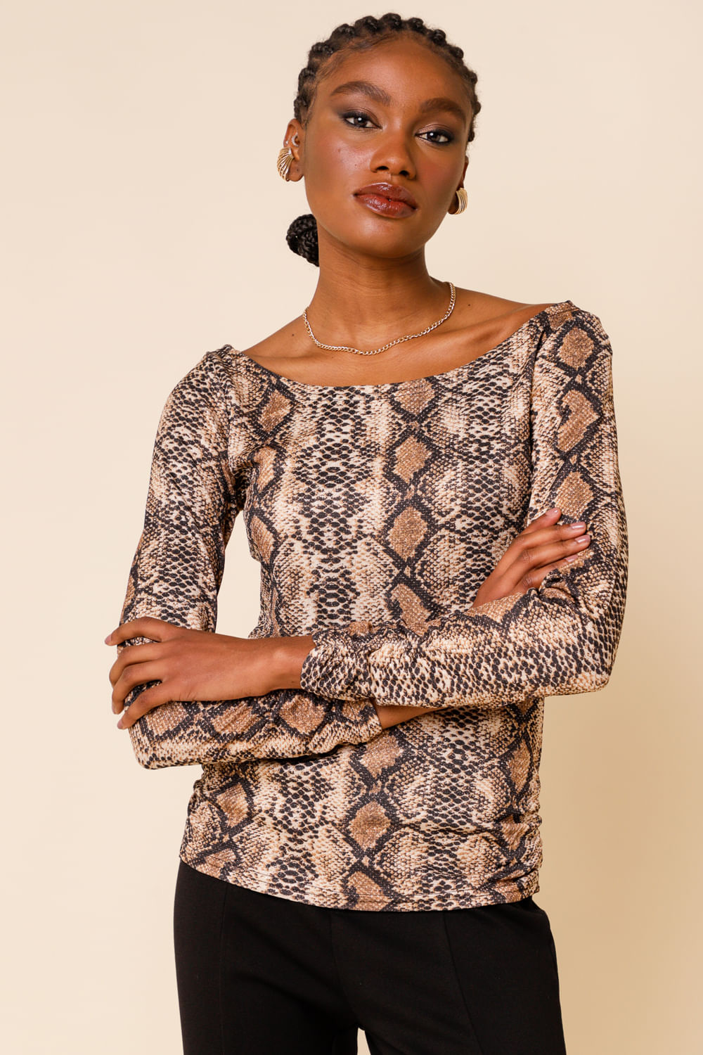 9030598 - Blusa Cobra Glam MARROM 9030598 - Blusa Cobra Glam MARROM