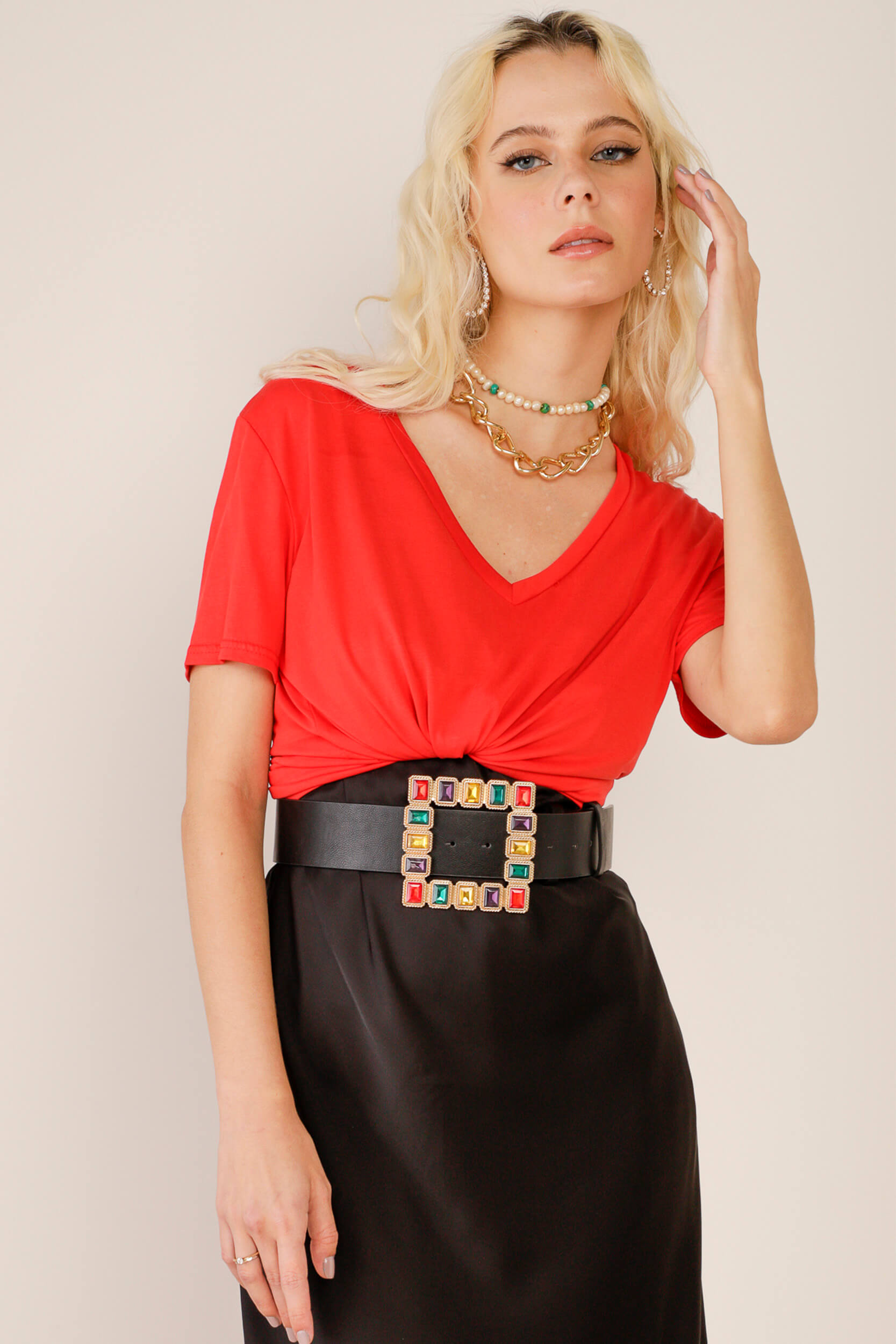 9032904 - Camiseta Decote V New Year VERMELHO 9032904 - Camiseta Decote V New Year VERMELHO - Imagem 1