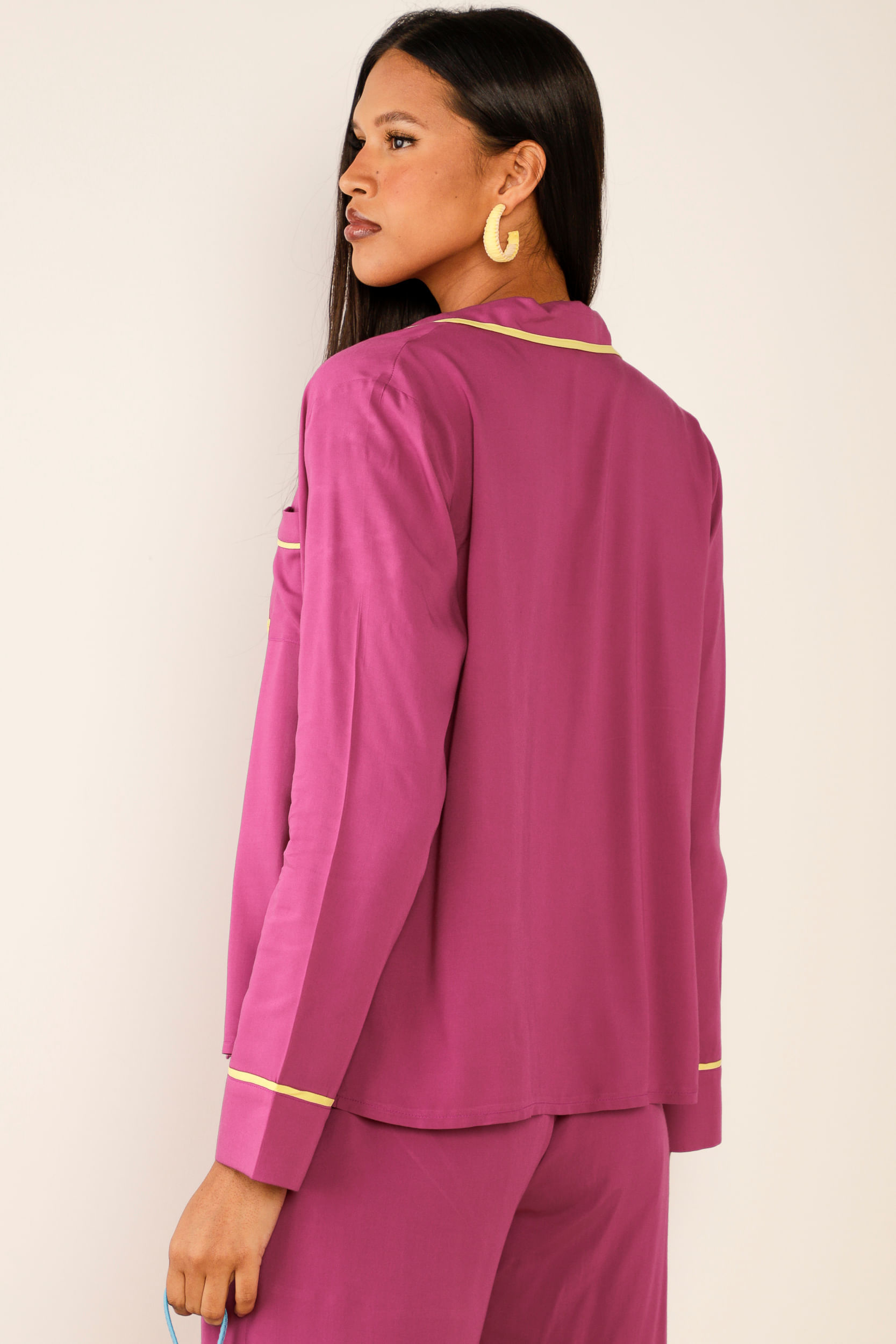 Camisa Viscose Manga Longa Color ROXO Camisa Viscose Manga Longa Color ROXO