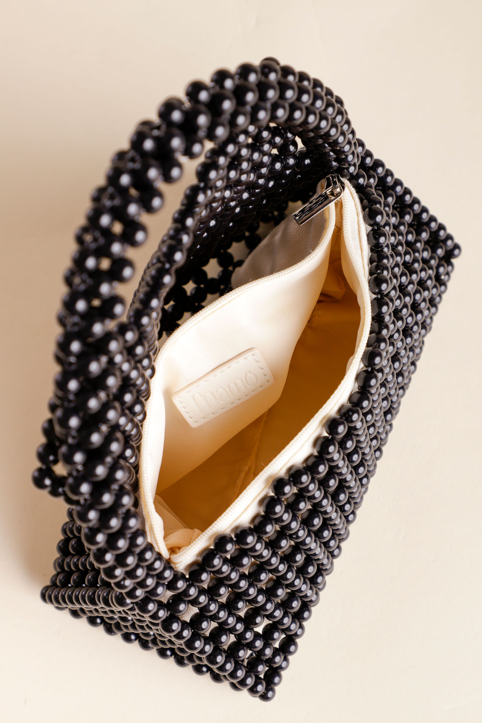 9033517 - Bolsa Miçanga Tipo Baguete  PRETO