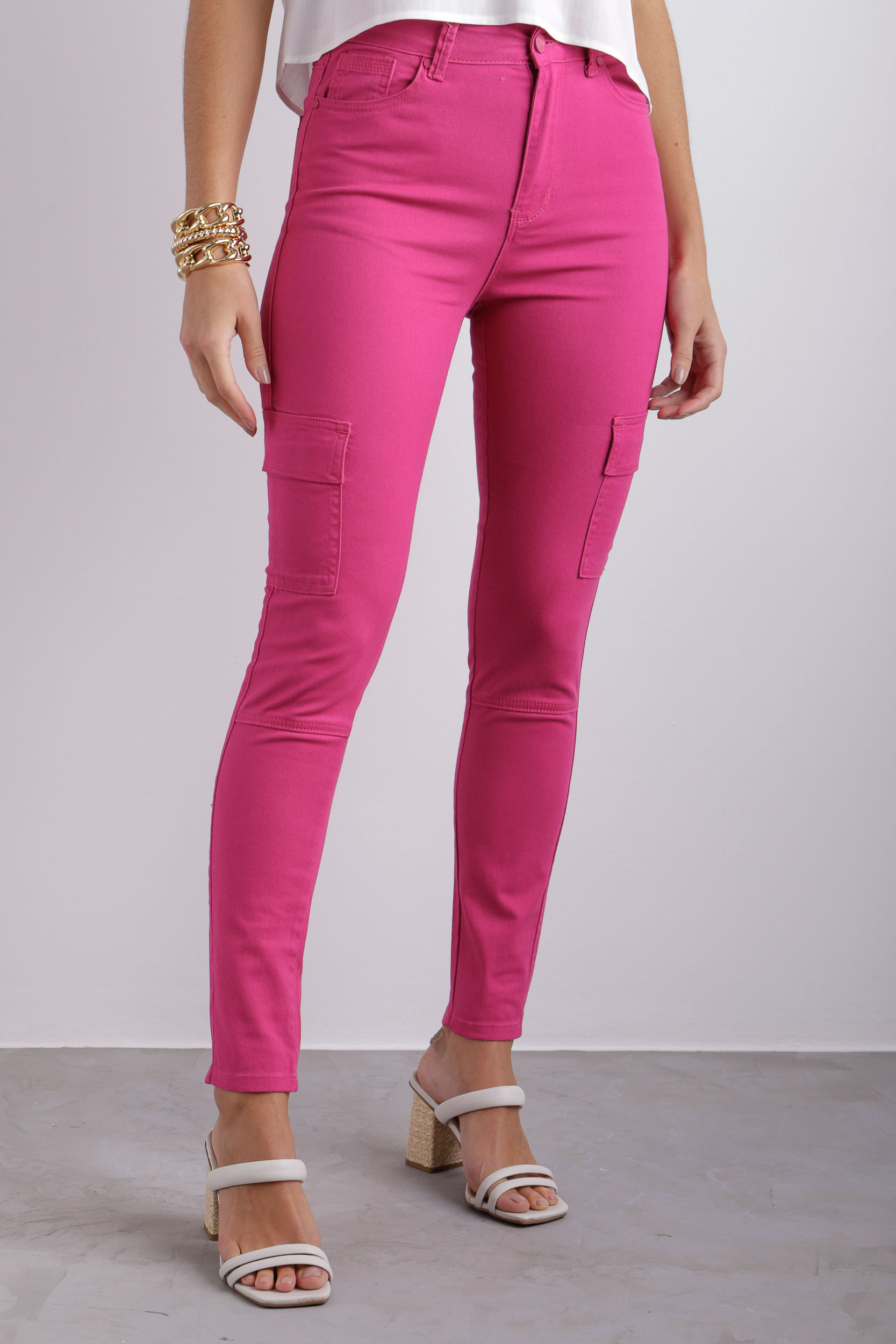 9033774 - Calça Skinny Sarja Cargo ROXO 