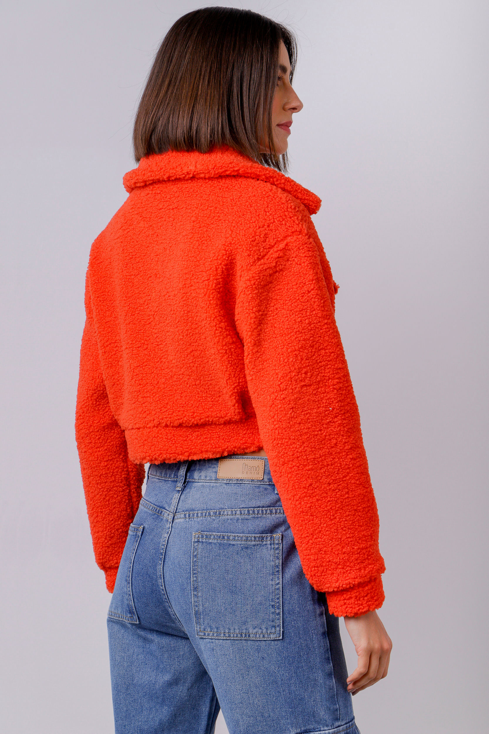Jaqueta Cropped Teddy LARANJA Jaqueta Cropped Teddy LARANJA