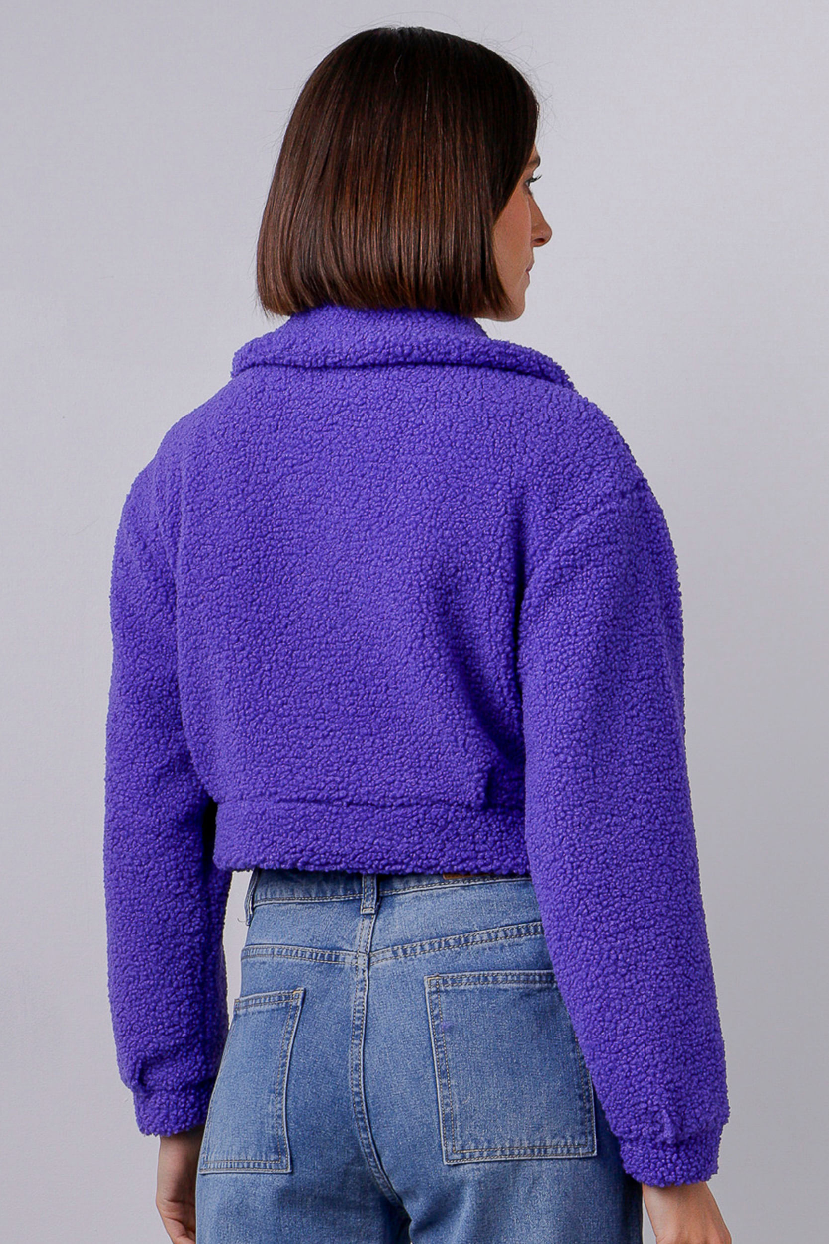 Jaqueta Cropped Teddy ROXO Jaqueta Cropped Teddy ROXO
