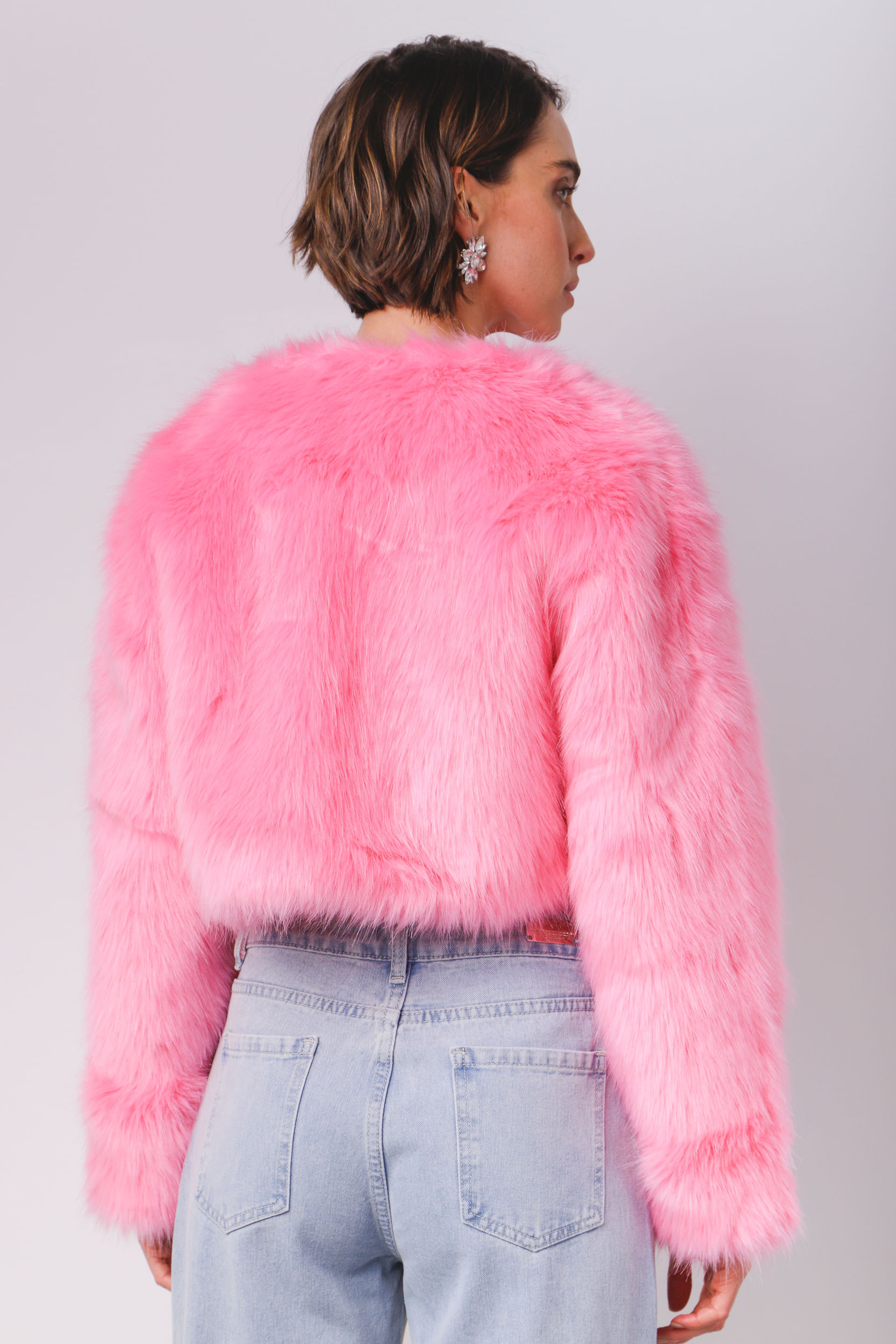 9033978 - Casaco Cropped Amplo Pelo Fake ROSA 9033978 - Casaco Cropped Amplo Pelo Fake ROSA