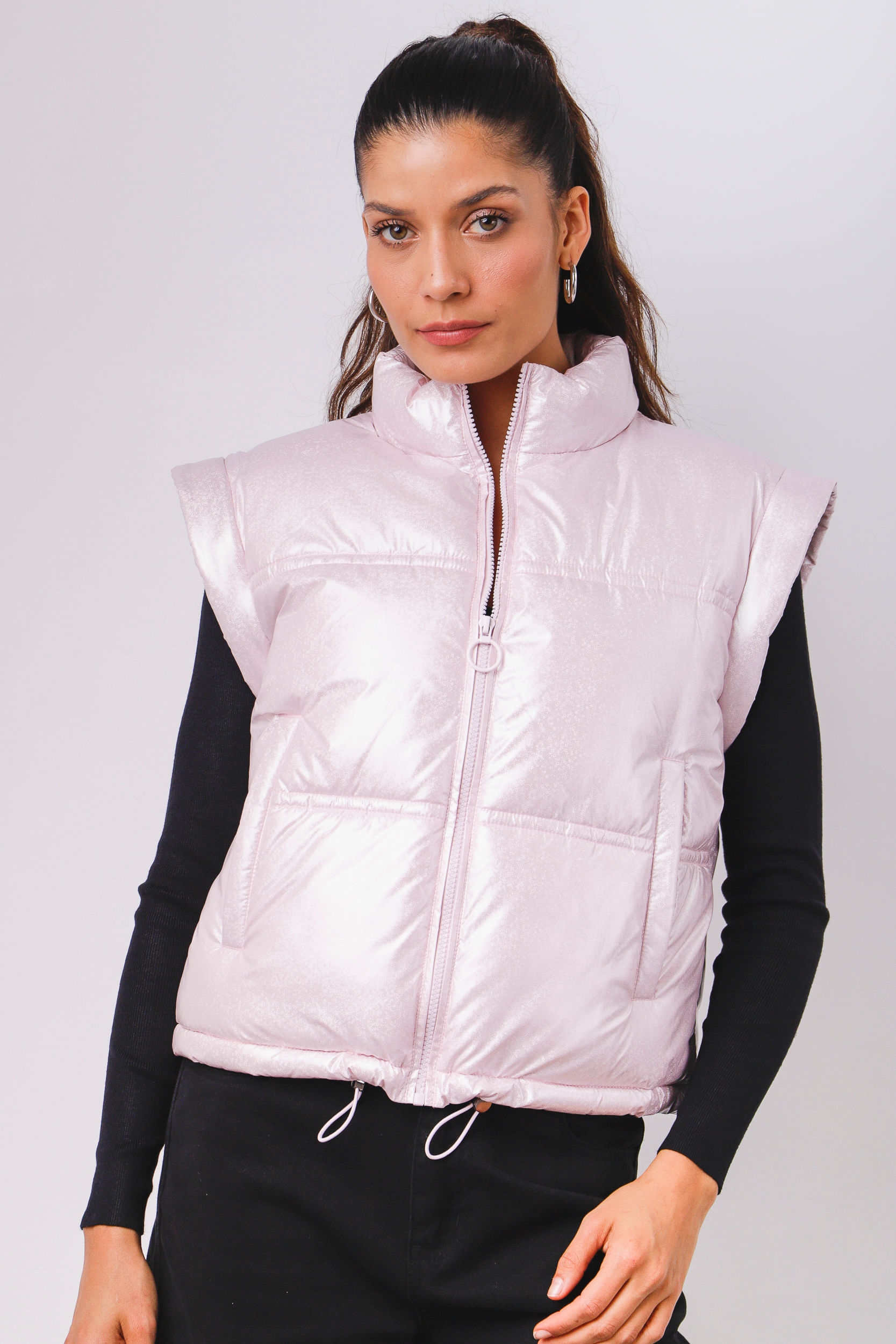 Jaqueta Colete Puffer Foil ROSA Jaqueta Colete Puffer Foil ROSA