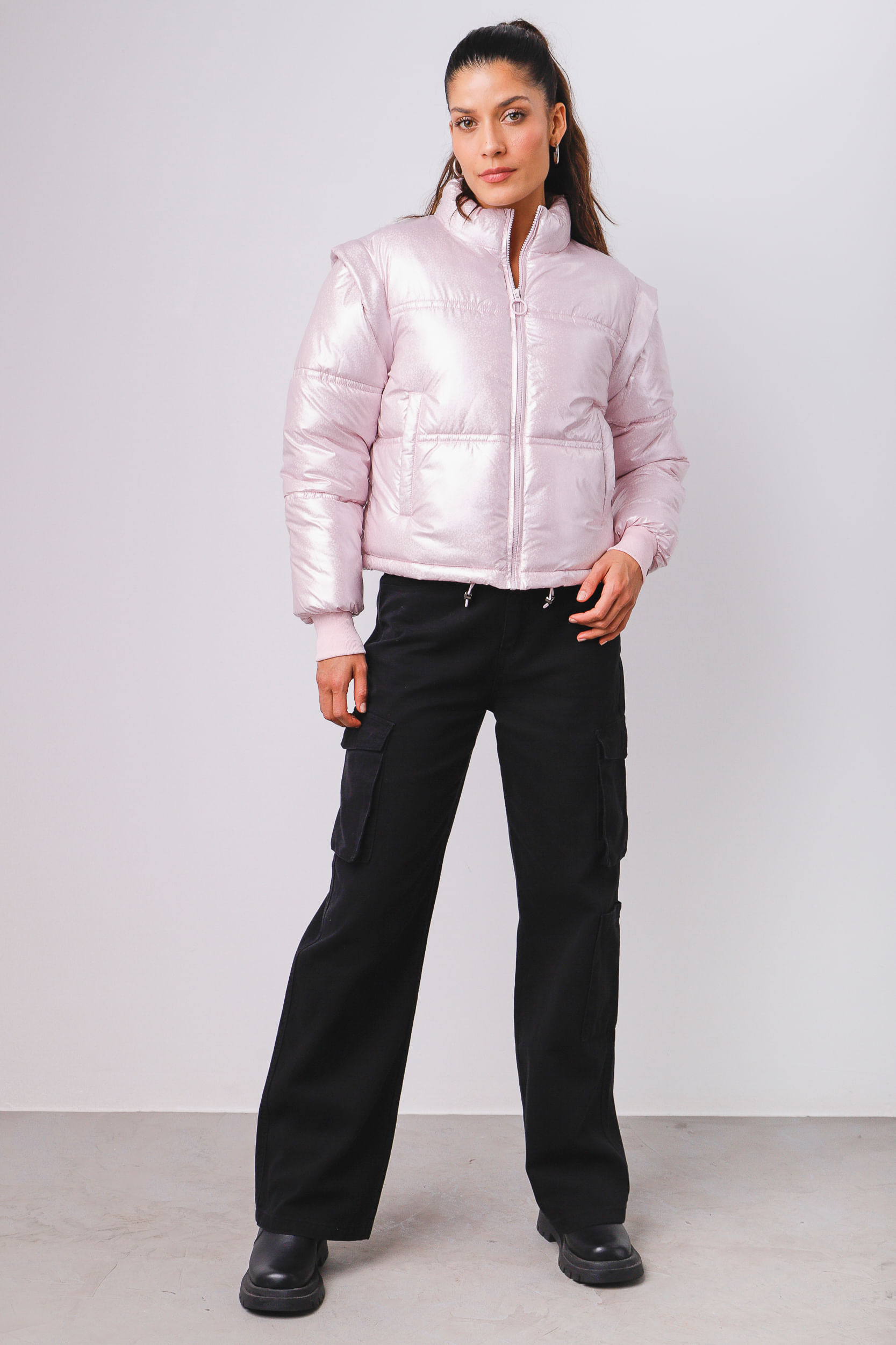Jaqueta Colete Puffer Foil ROSA Jaqueta Colete Puffer Foil ROSA