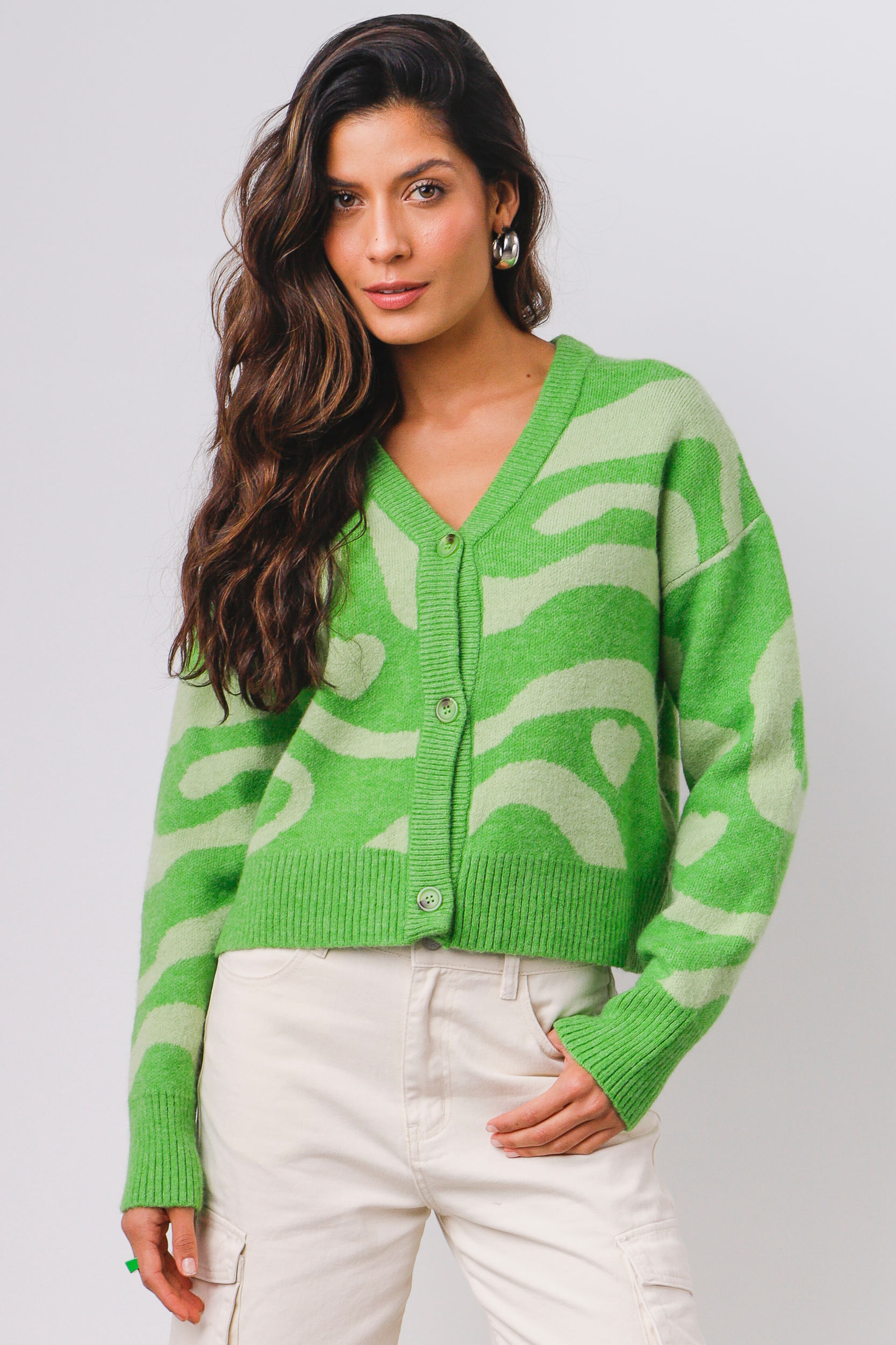 9034298 - Blusa Tricot Corações VERDE 
