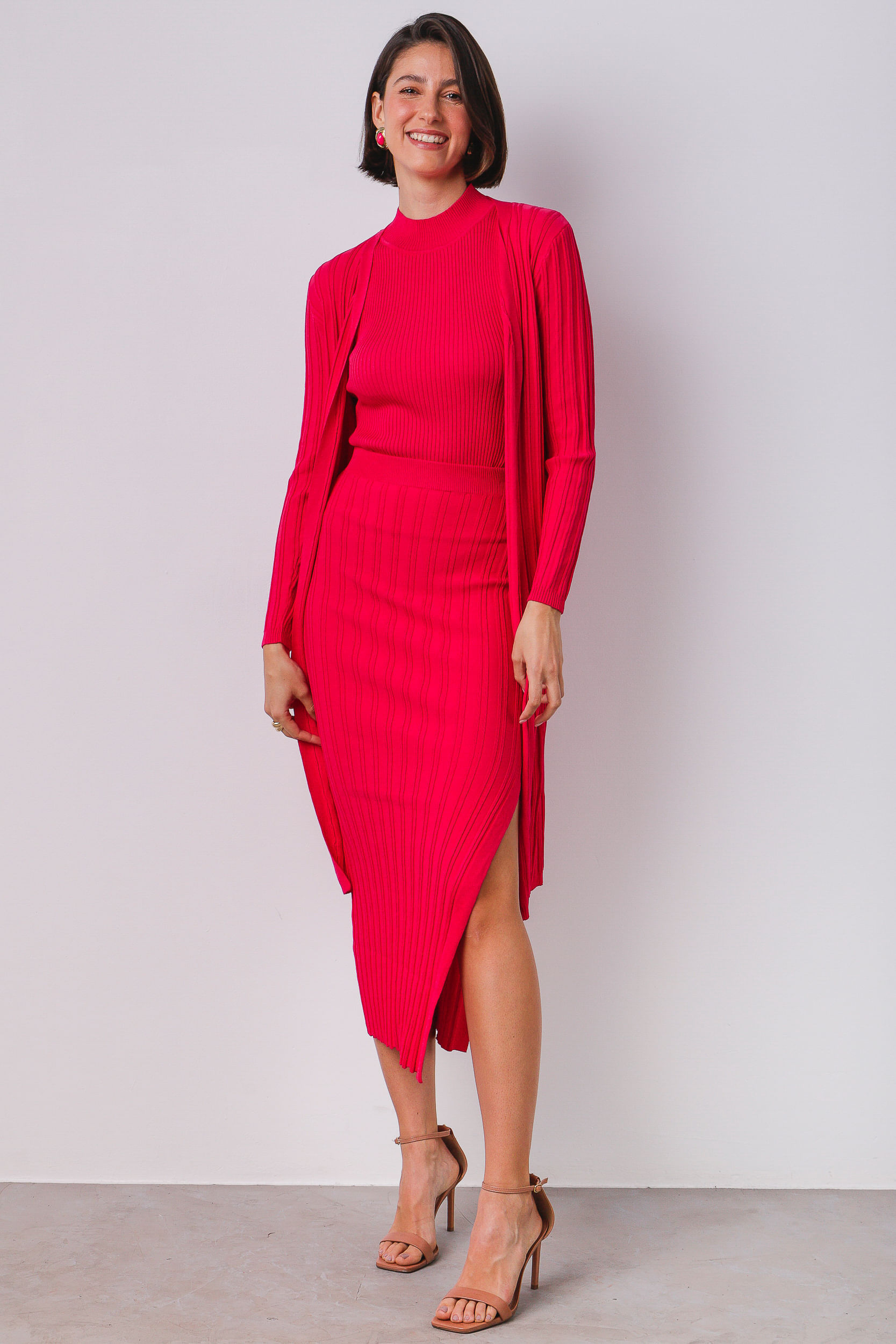 9034149 - Saia Mídi Tricot Ajustada PINK