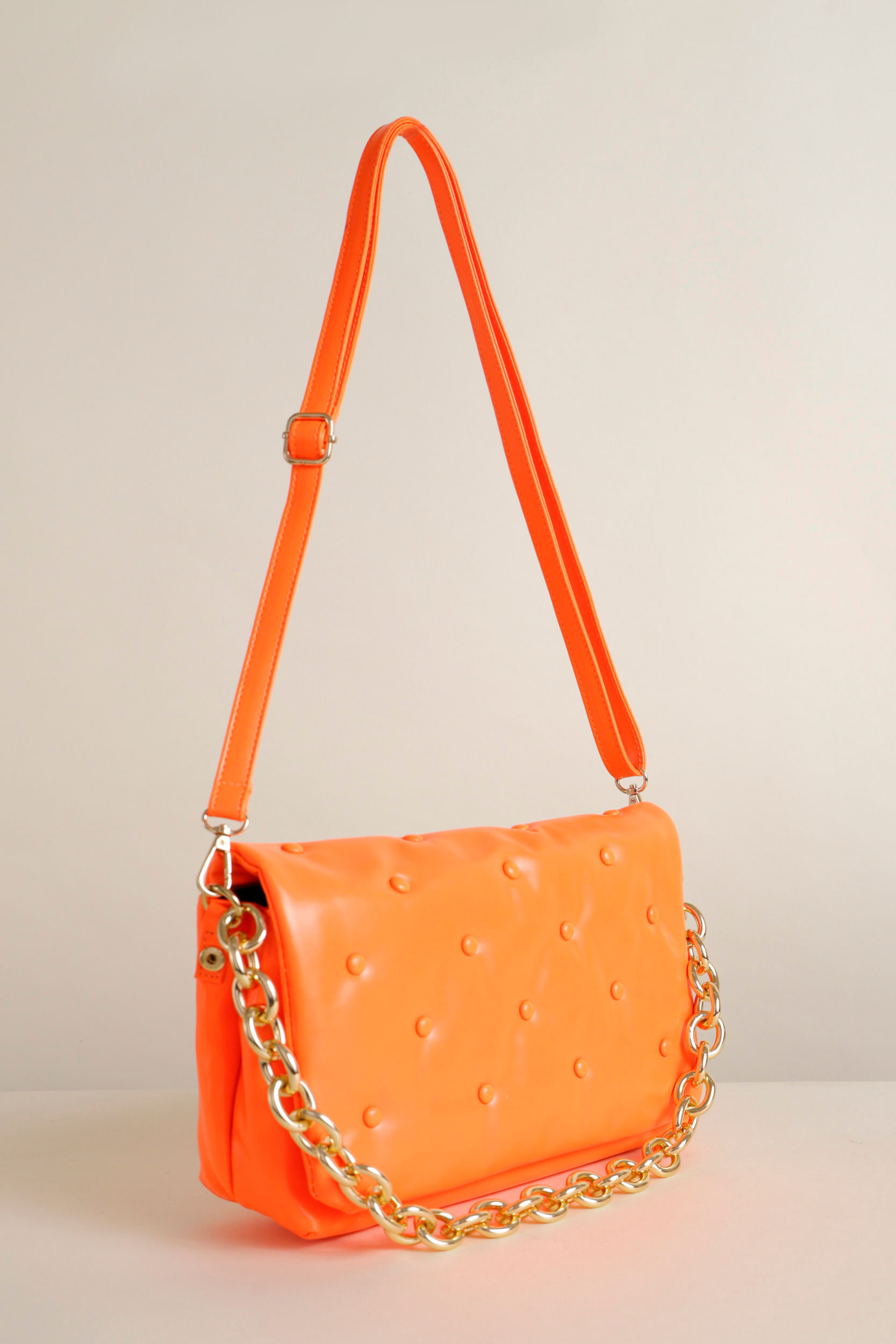 9034071 - Bolsa Ombro Puffer Pu Alça Corrente LARANJA 9034071 - Bolsa Ombro Puffer Pu Alça Corrente LARANJA