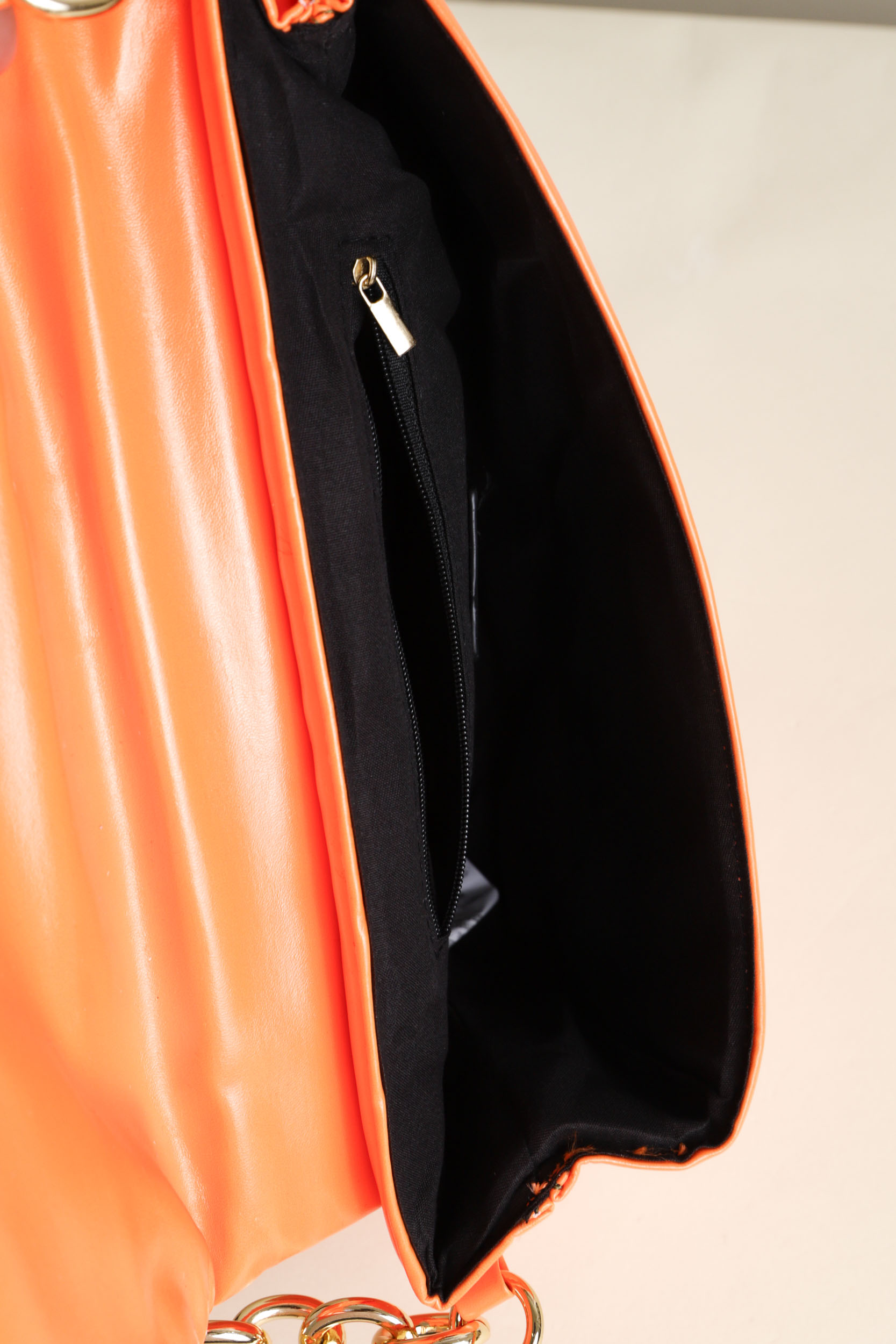 9034071 - Bolsa Ombro Puffer Pu Alça Corrente LARANJA 9034071 - Bolsa Ombro Puffer Pu Alça Corrente LARANJA