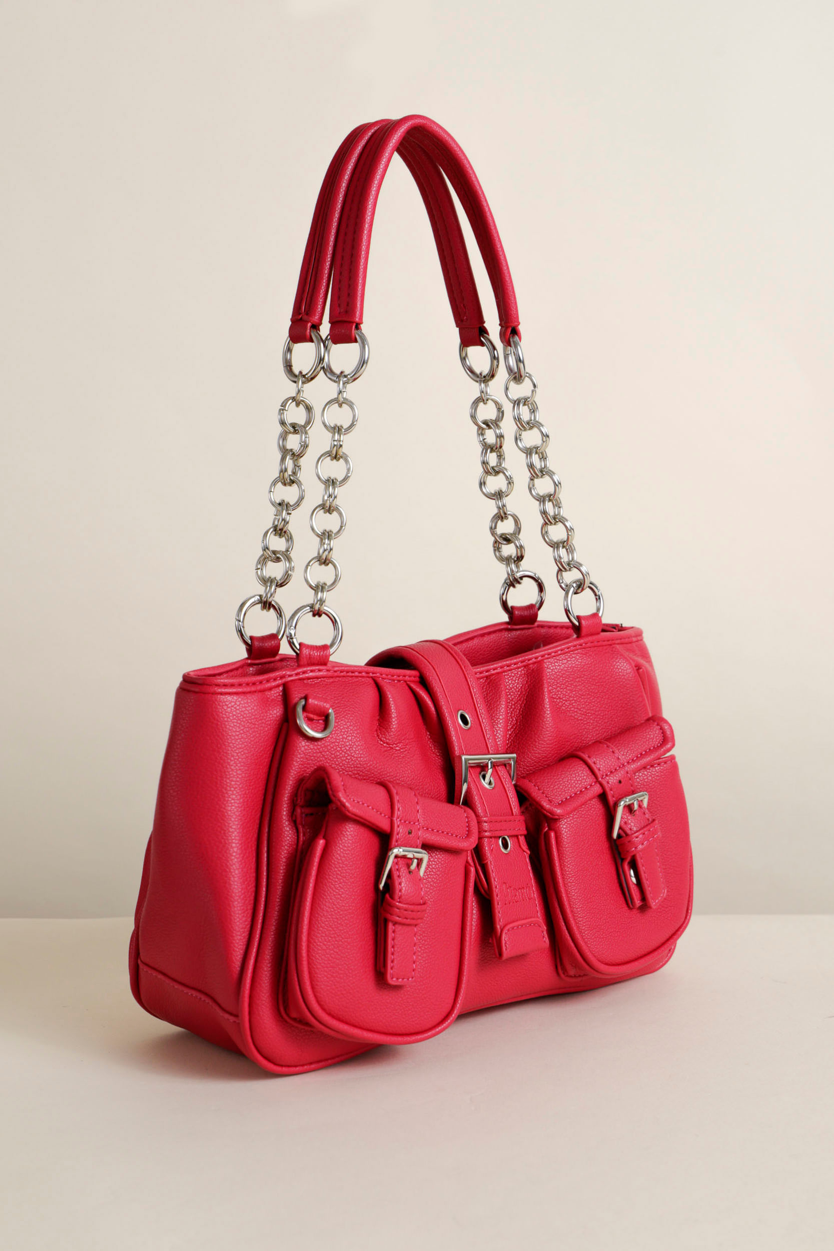 9034058 - Bolsa Tiracolo Com Elos Alças FÚCSIA