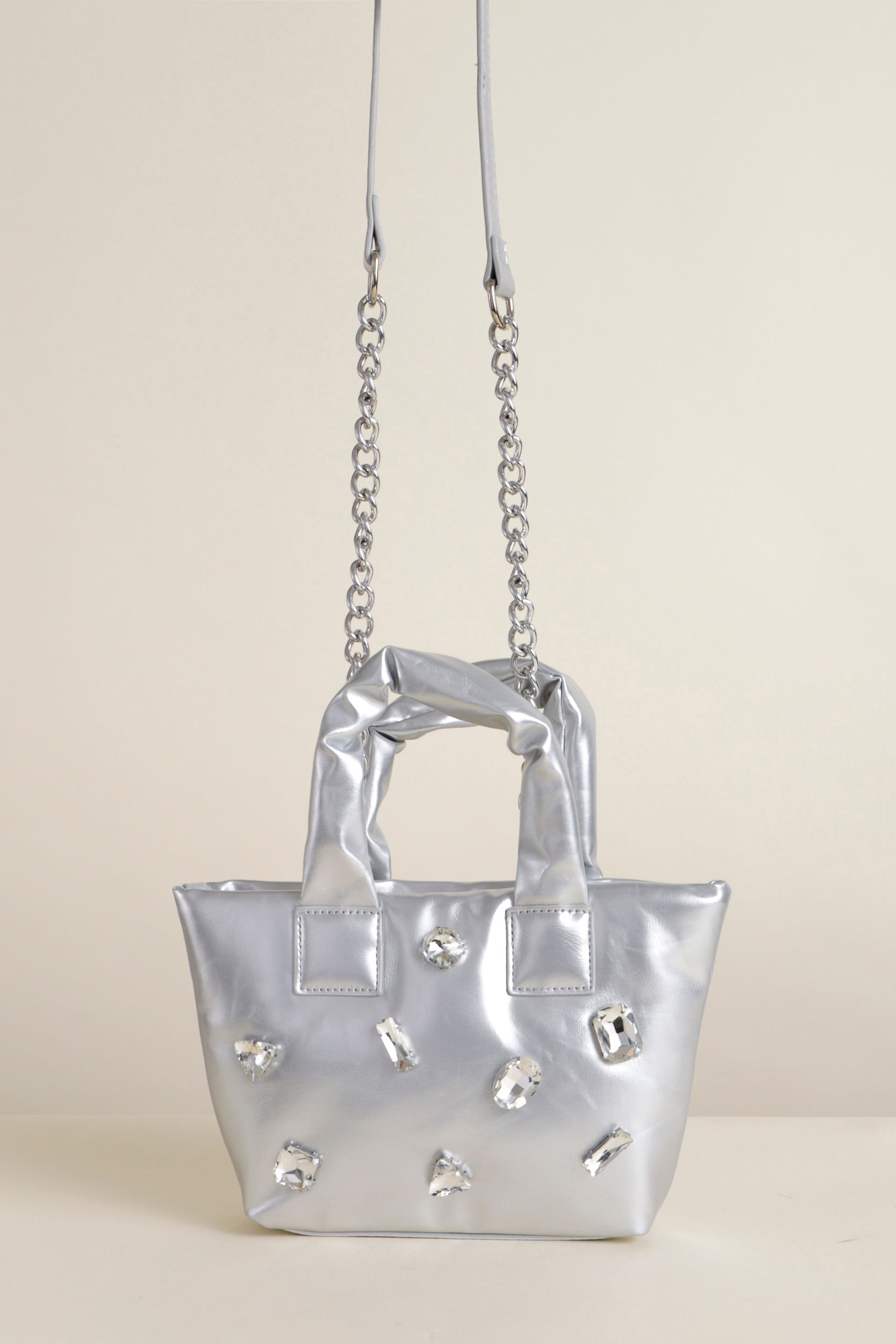 9034077 - Bolsa Tote Aplicação Brilho PRATA 9034077 - Bolsa Tote Aplicação Brilho PRATA